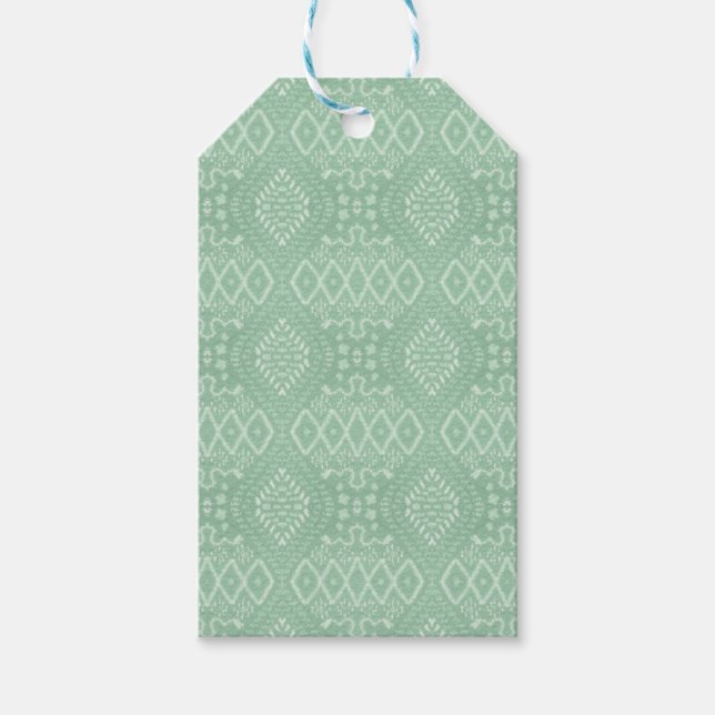 INTRICATE PASTEL GREEN PATTERNS GIFT TAGS (Front)