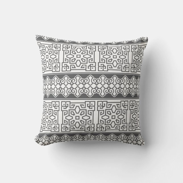 Intricate Pattern Pillow in Grey (Front)