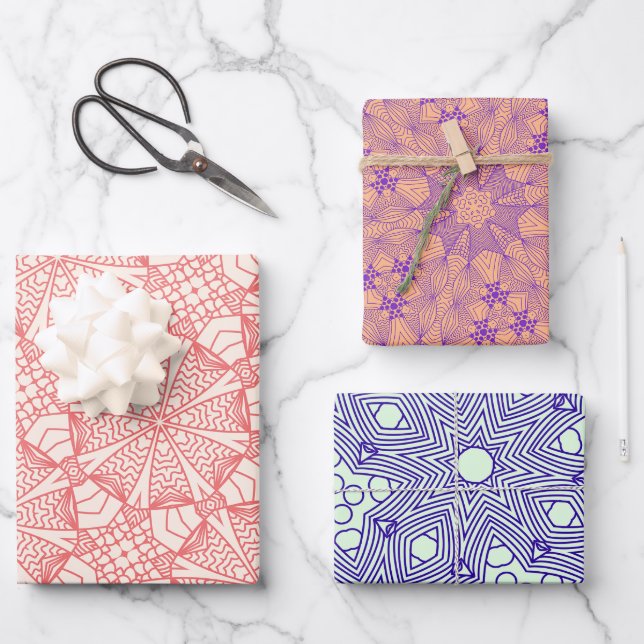 Intricate pattern wrapping paper sheet (Front)