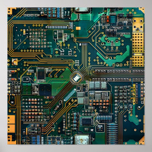 Intricate PCB Pattern Poster