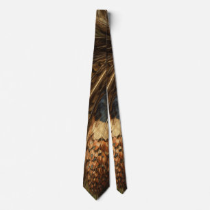Intricate pheasant feather close-up tie