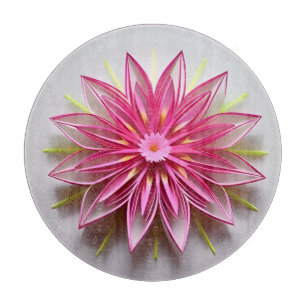 Intricate Pink Floral Origami Design Cutting Board