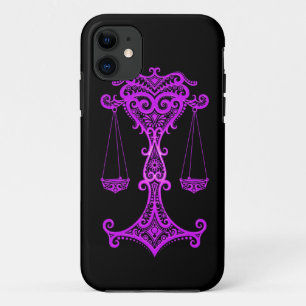 Intricate Purple Libra Zodiac on Black Case-Mate iPhone Case