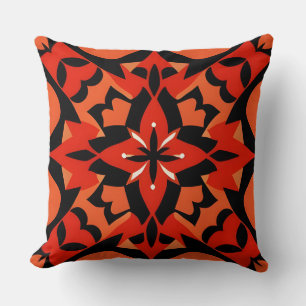 Intricate Red and Black Geometric Pattern Cushion
