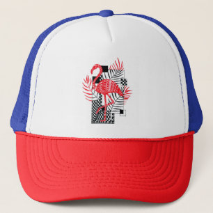 Intricate Red Flamingo Pattern - Exotic Tropical L Trucker Hat