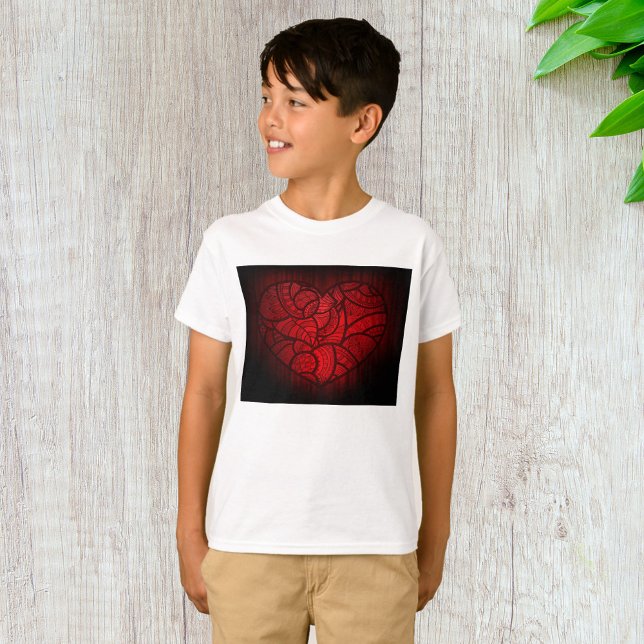 Intricate Red Mandala Heart Romantic Boho Pattern  T-Shirt (Creator Uploaded)