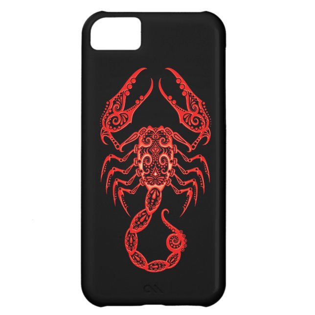 Intricate Red Scorpio Zodiac on Black Case-Mate iPhone Case (Back)