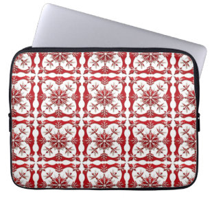 Intricate Red Snowflake Design Laptop Sleeve