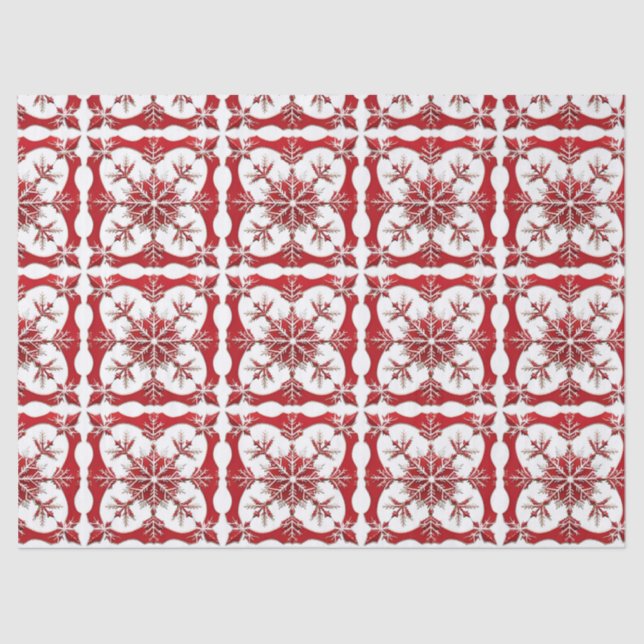 Intricate Red Snowflake Design  Tissue Paper (Front)
