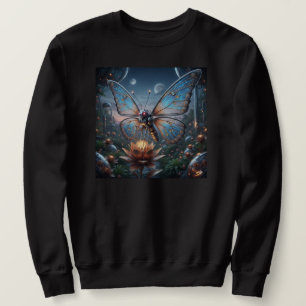 Intricate Robot Butterfly on Steampunk Lotus Sweatshirt