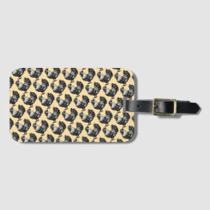 Intricate Rooster Illustration Luggage Tag