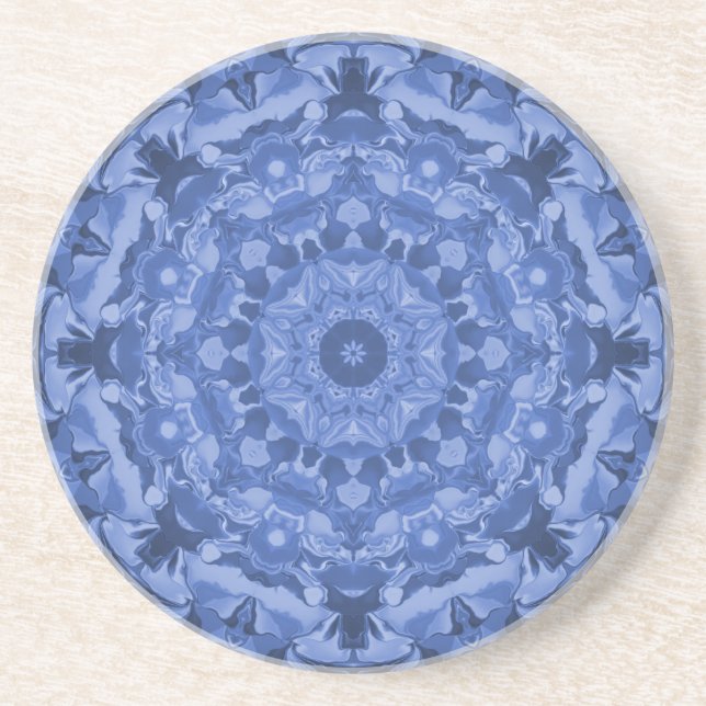 Intricate Royal Blue Kaleidoscope Coaster (Front)