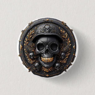 Intricate Skull Design 3 Cm Round Badge