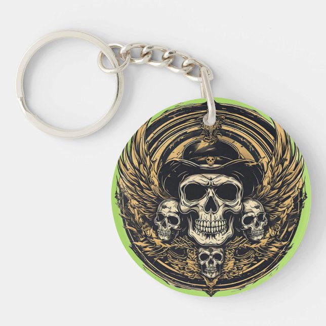 Intricate Skull Design Key Ring (Front)