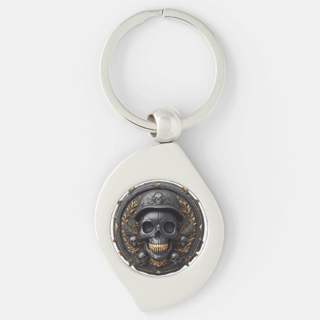 Intricate Skull Design Key Ring (Front)