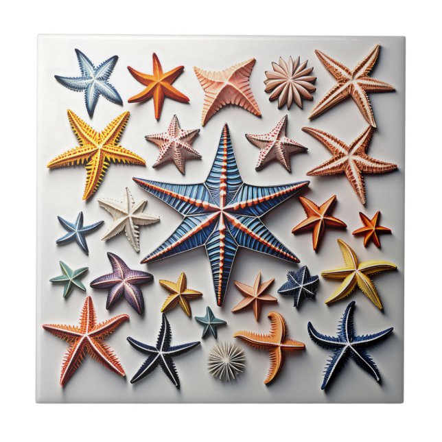 Intricate Starfish Line Art Tile (Front)