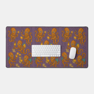 Intricate Steampunk Octopus Industrial Creator Desk Mat
