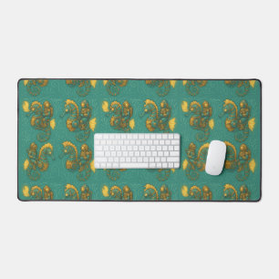 Intricate Steampunk Seahorse Ocean Expedition Desk Mat