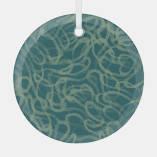 Intricate stippled texture, turquoise abstract pat glass tree decoration