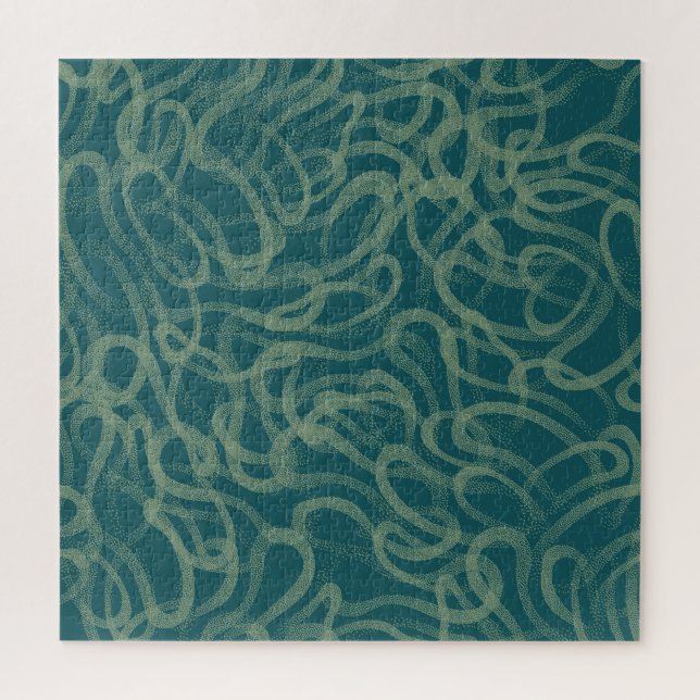 Intricate stippled texture, turquoise abstract pat jigsaw puzzle (Vertical)
