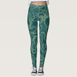 Intricate stippled texture, turquoise abstract pat leggings