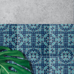 Intricate Symmetrical Soft Blue and Indigo  Tile
