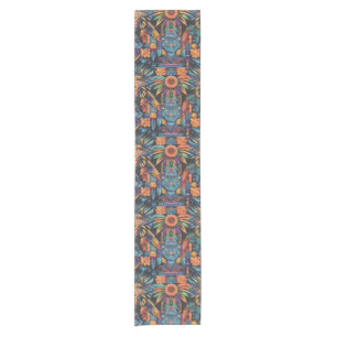 Intricate Teal "Epochal Symmetry" Elegant Table Ru Short Table Runner