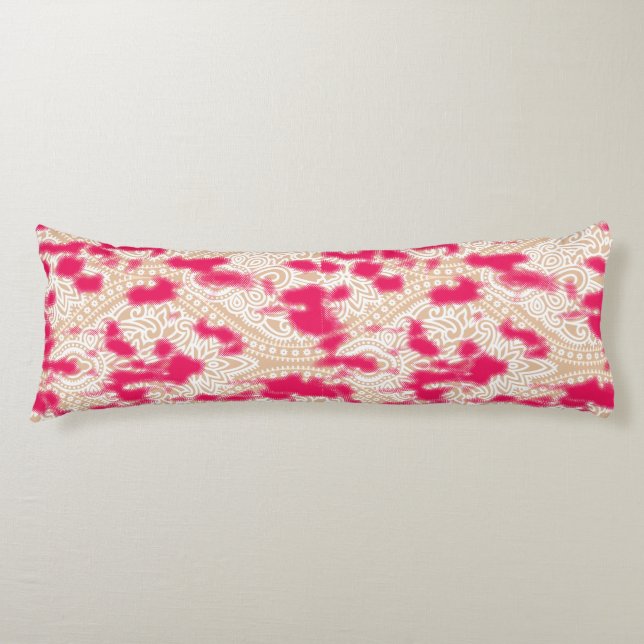 Intricate textile design featuring a rich pink pat body cushion (Front)