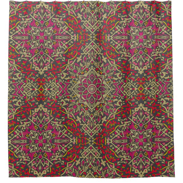 Intricate, Traditional Oriental Rug Motif Design Shower Curtain (Front)