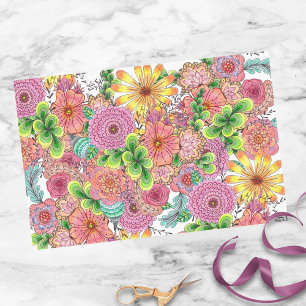 Intricate Vibrant Colourful Artistic Florals Tissue Paper
