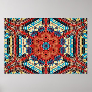 Intricate Vibrant Kaleidoscopic Starburst Pattern Poster