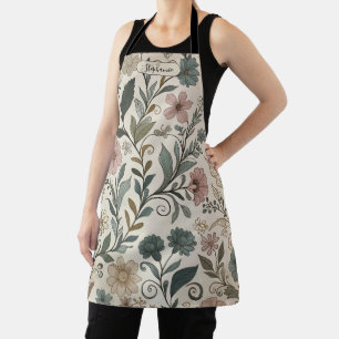 Intricate Vintage Floral Kitchen Apron Custom