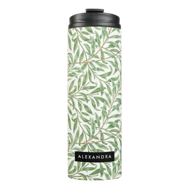 intricate Vintage Greenery Pattern Custom Name Thermal Tumbler (Front)