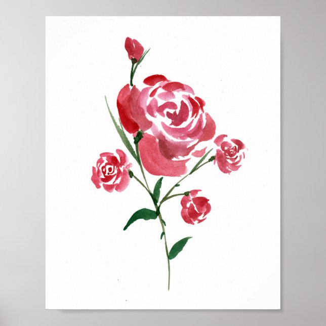 Intricate Watercolor Rose Poster (Front)