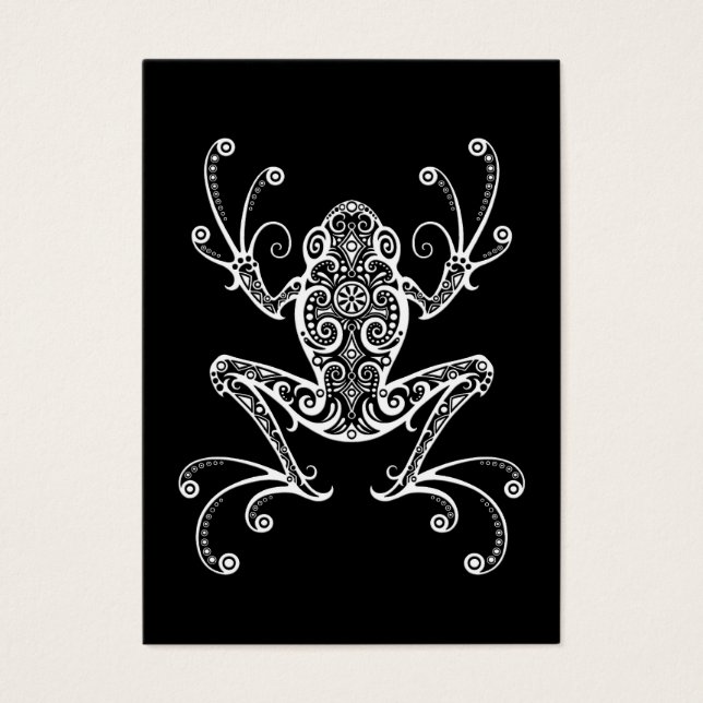 Intricate White Tree Frog on Black (Front)