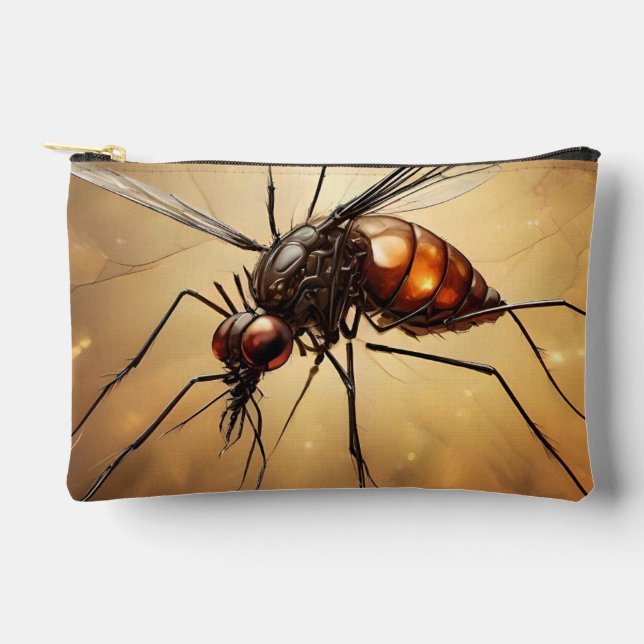 Intricate Wings: The Mosquito Fractal Art Accessory Pouch (Front)