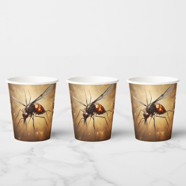 Intricate Wings: The Mosquito Fractal Art Paper Cups (Multi)