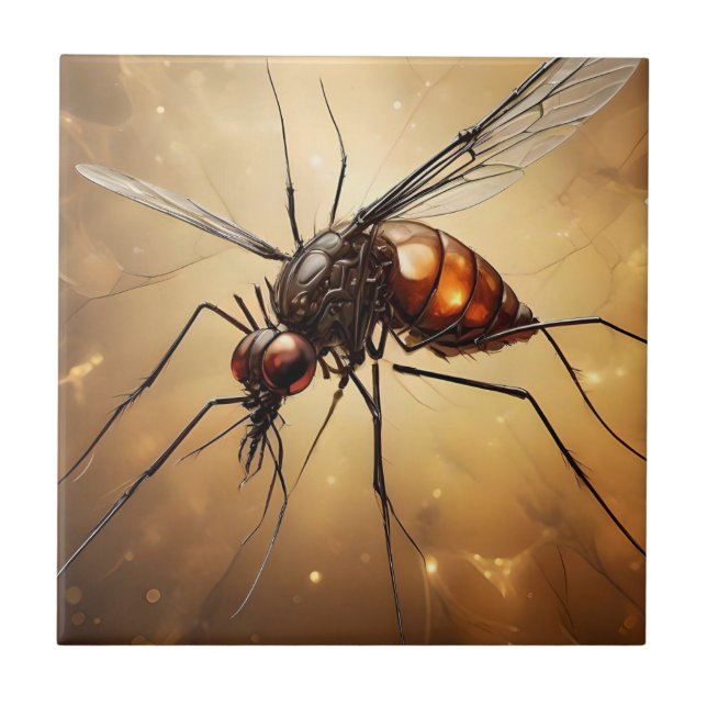 Intricate Wings: The Mosquito Fractal Art Tile (Front)