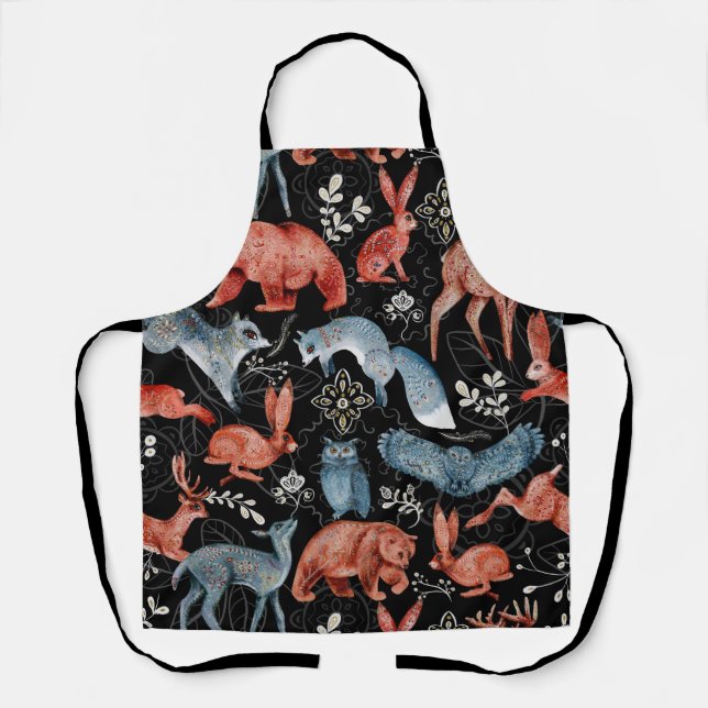  Intricate woodland animals pattern Apron (Front)