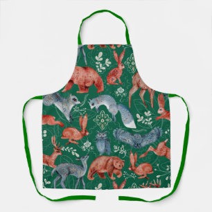  Intricate woodland animals pattern Apron