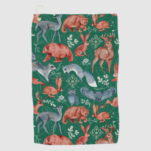 Intricate woodland animals pattern Golf Towel