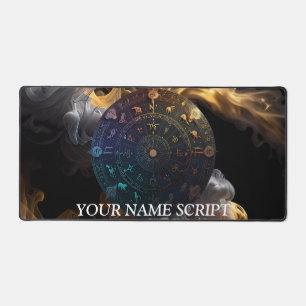 Intricate Zodiac Disc Astrology Art & Décor Desk Mat