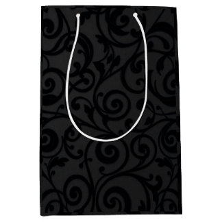Intricately Swirling Black Abstract Pattern Medium Gift Bag
