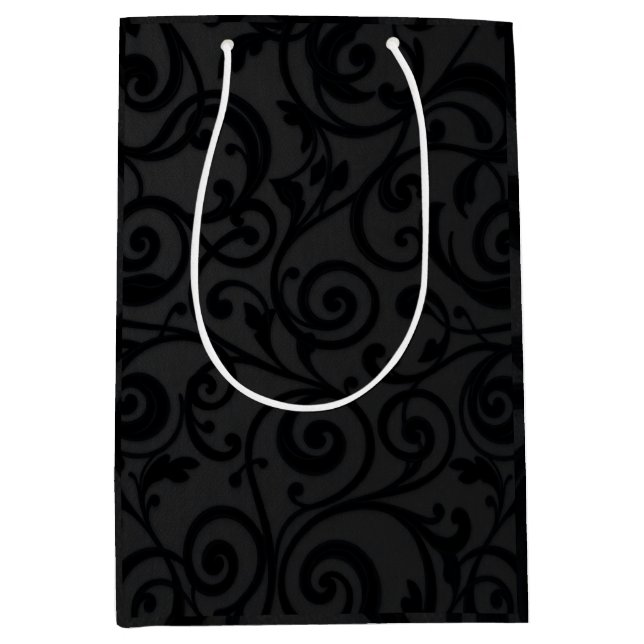 Intricately Swirling Black Abstract Pattern Medium Gift Bag (Front)