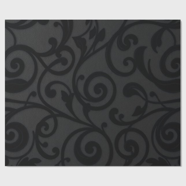 Intricately Swirling Black Abstract Pattern Wrapping Paper (Flat)
