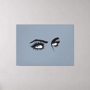 Intriguing Black&Blue Contemporary Female Glance Canvas Print