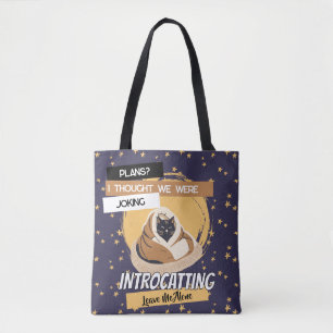 Introcatting Introvert Kitty Vibes Funny Cat Tote Bag