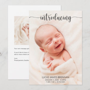 Introducing Baby Birth Announcement Photo Card