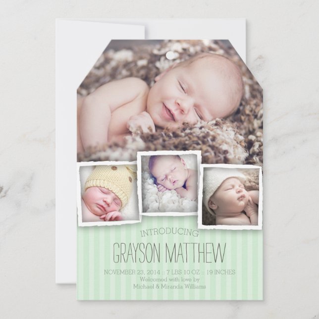 Introducing Baby Boy Birth Announcement (Front)