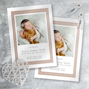 Introducing Baby Photo Boho Birth Announcement